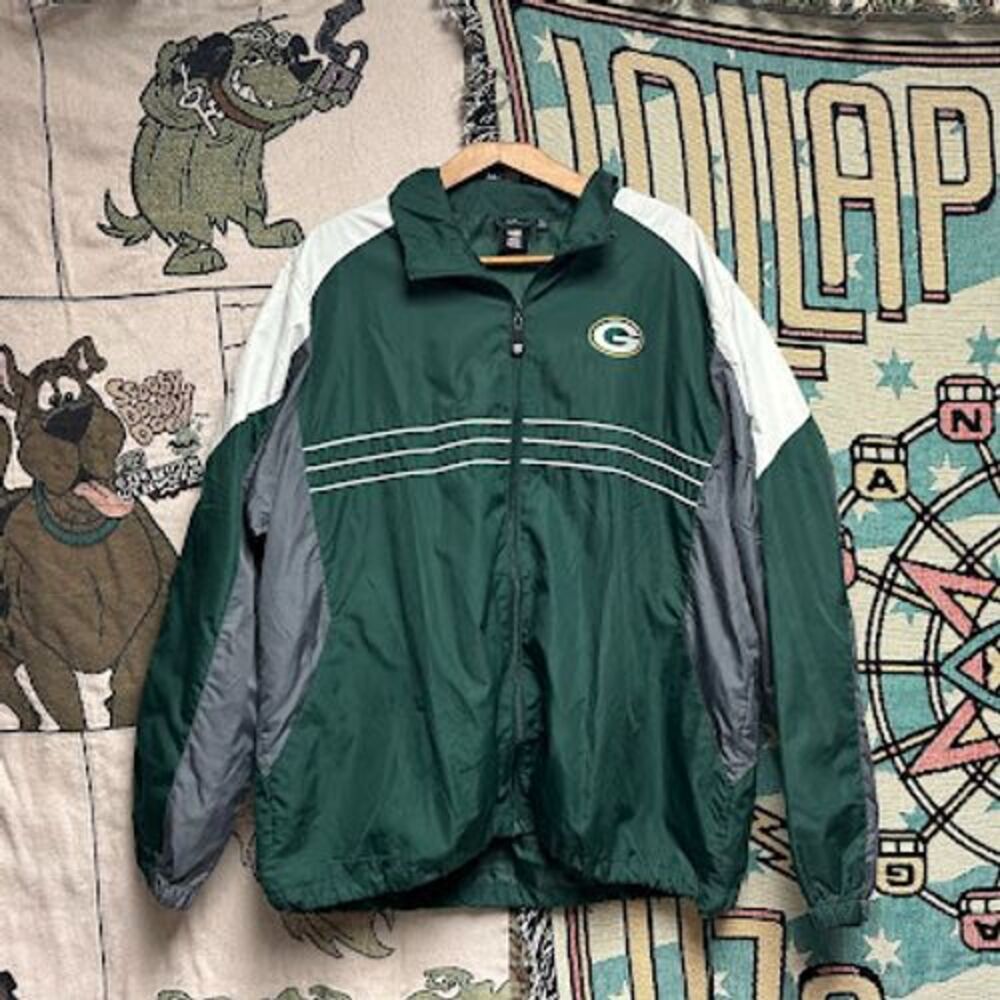 Vintage Green Bay Packers Embroidered Windbreaker Full‎ Zip NFL Jacket